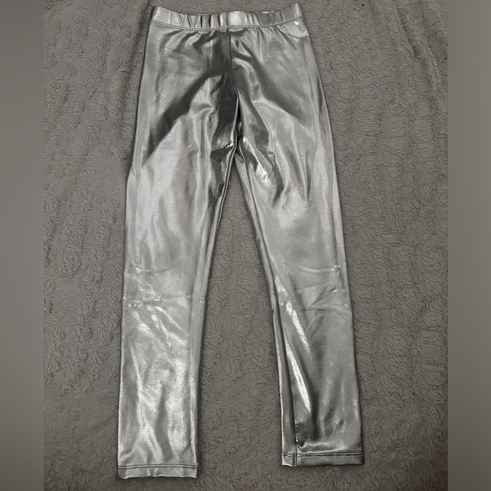 Girls H&M Metallic Silver Leggings - Size 8